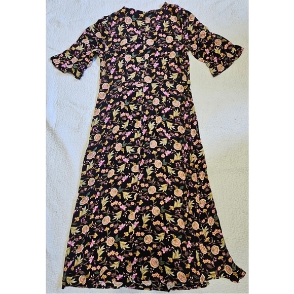 NWT LOFT Floral Ruffle Sleeve Midi Dress - Picture 5 of 13